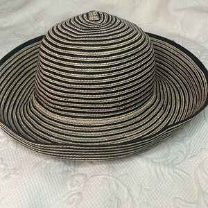 Betmar Black and Cream Striped Hat